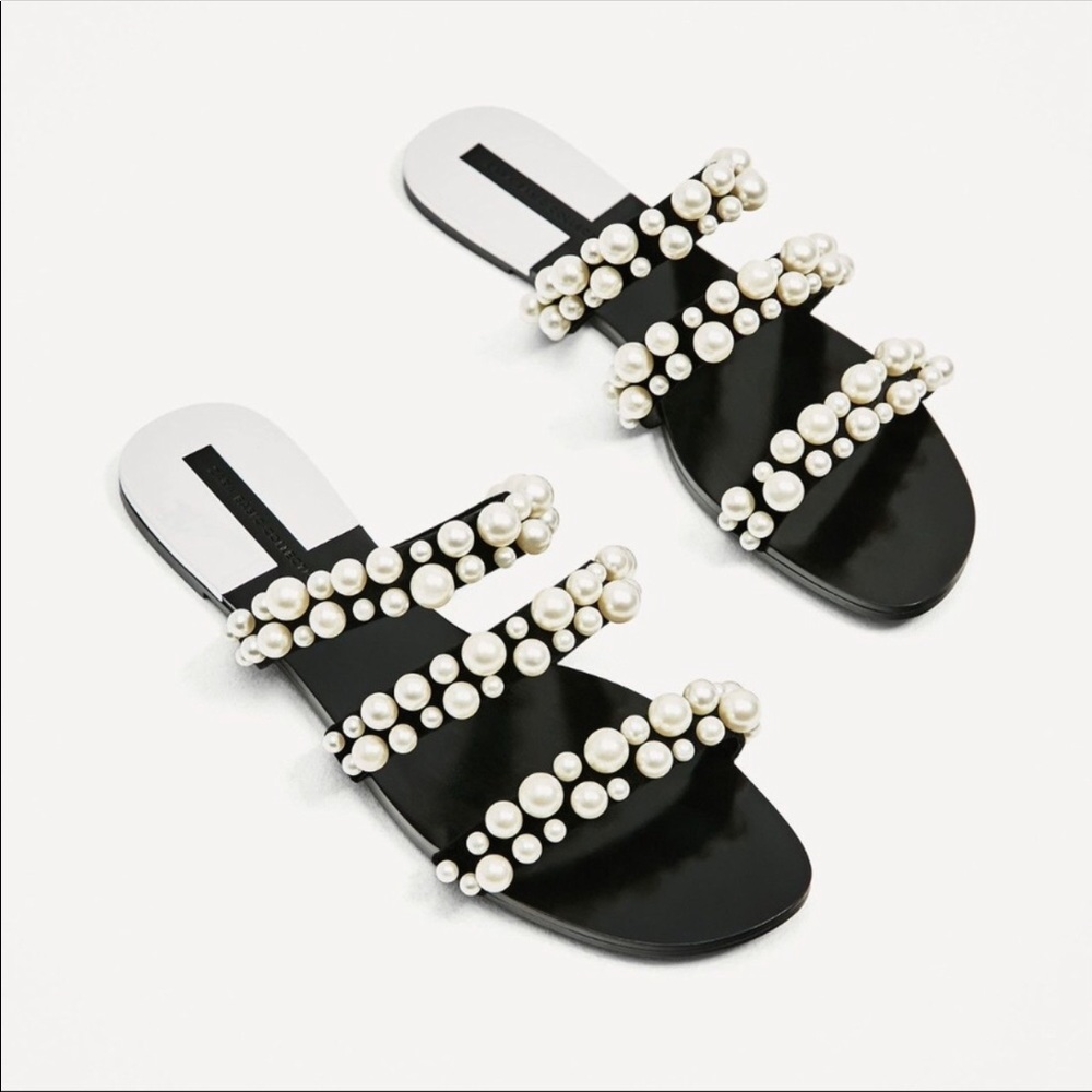 NWT Zara pearl sandals.